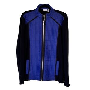 SOLD Chico’s Zenergy Blue Black Quilted Ribbed Zip-Up Jacket Sz 3 - L